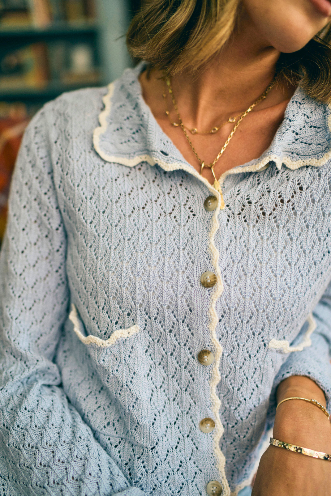 Juliette Cardigan in Blue Fog – BAYBALA