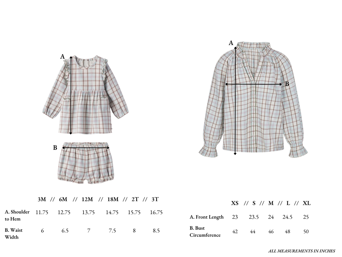 Powder Plaid Mother & Baby Set