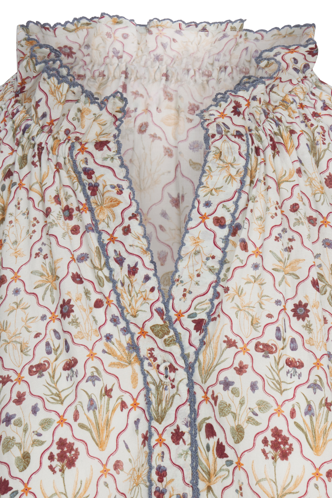 Floral patterned fabric with a visible texture