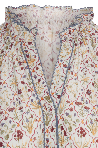 Floral patterned fabric with a visible texture