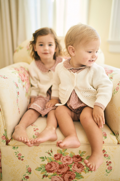 Madeline Cardigan in Cream and Rose