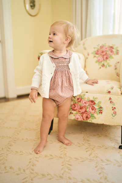 Madeline Cardigan in Cream and Rose