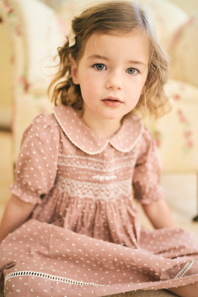 Emmy Dress in Rose Swiss Dot