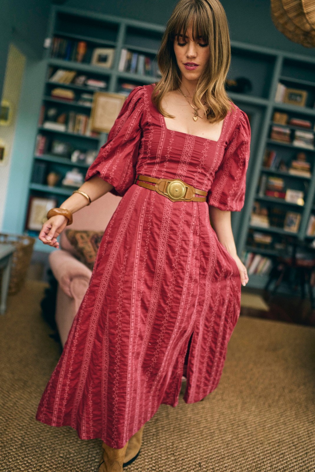 Arden Dress in Garnet