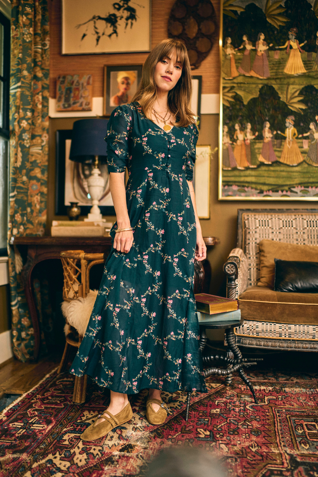 Elaine Dress in Midnight Garden BAYBALA Elaine Dress in Midnight Garden BAYBALA