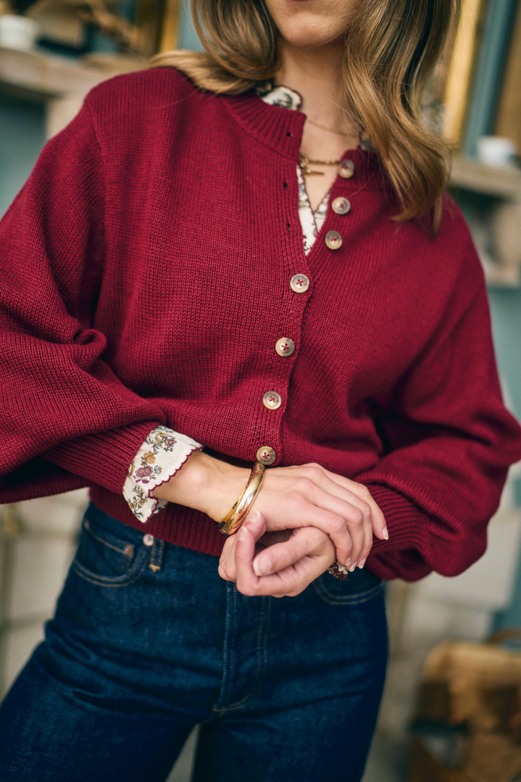 Jen Cardigan in Merlot
