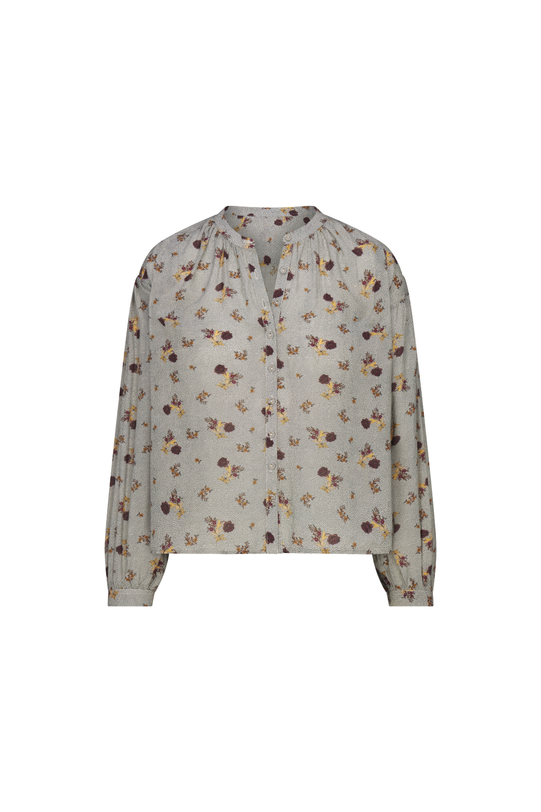 Floral patterned blouse on a white background