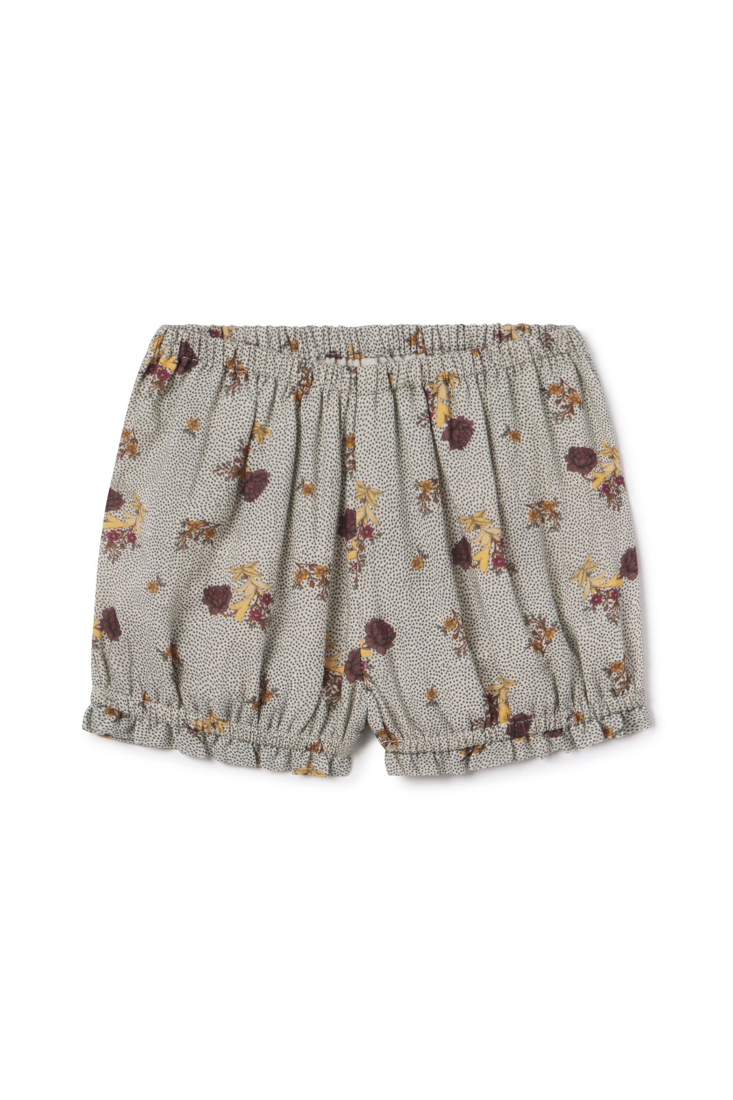 Floral-patterned shorts on a white background