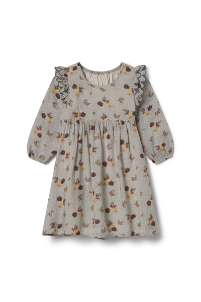 Floral dress with long sleeves on a white background