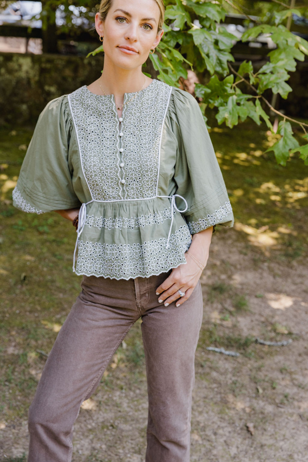 Mallie Top in Oil Green