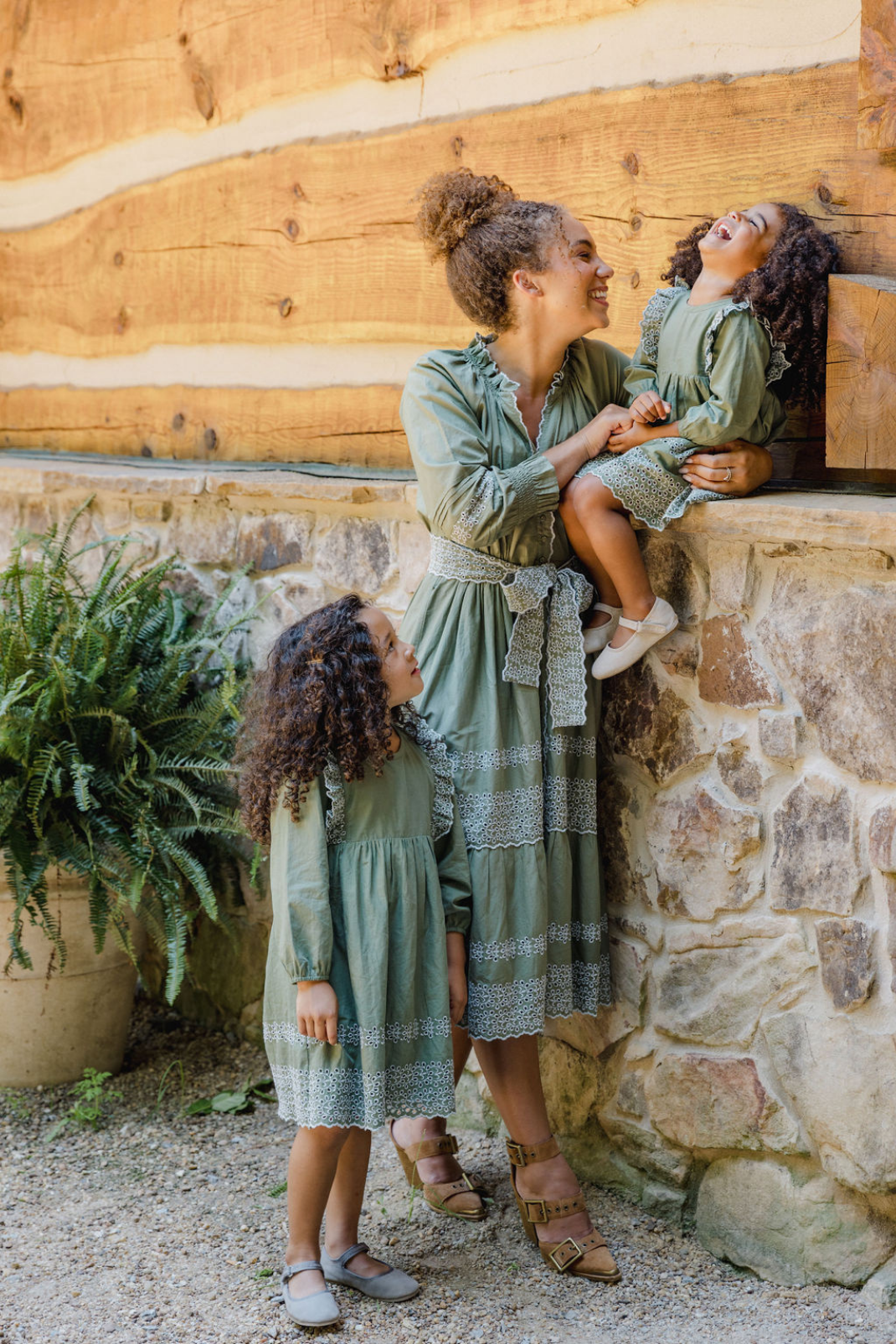 Oil Green Mother & Daughter Dress Set