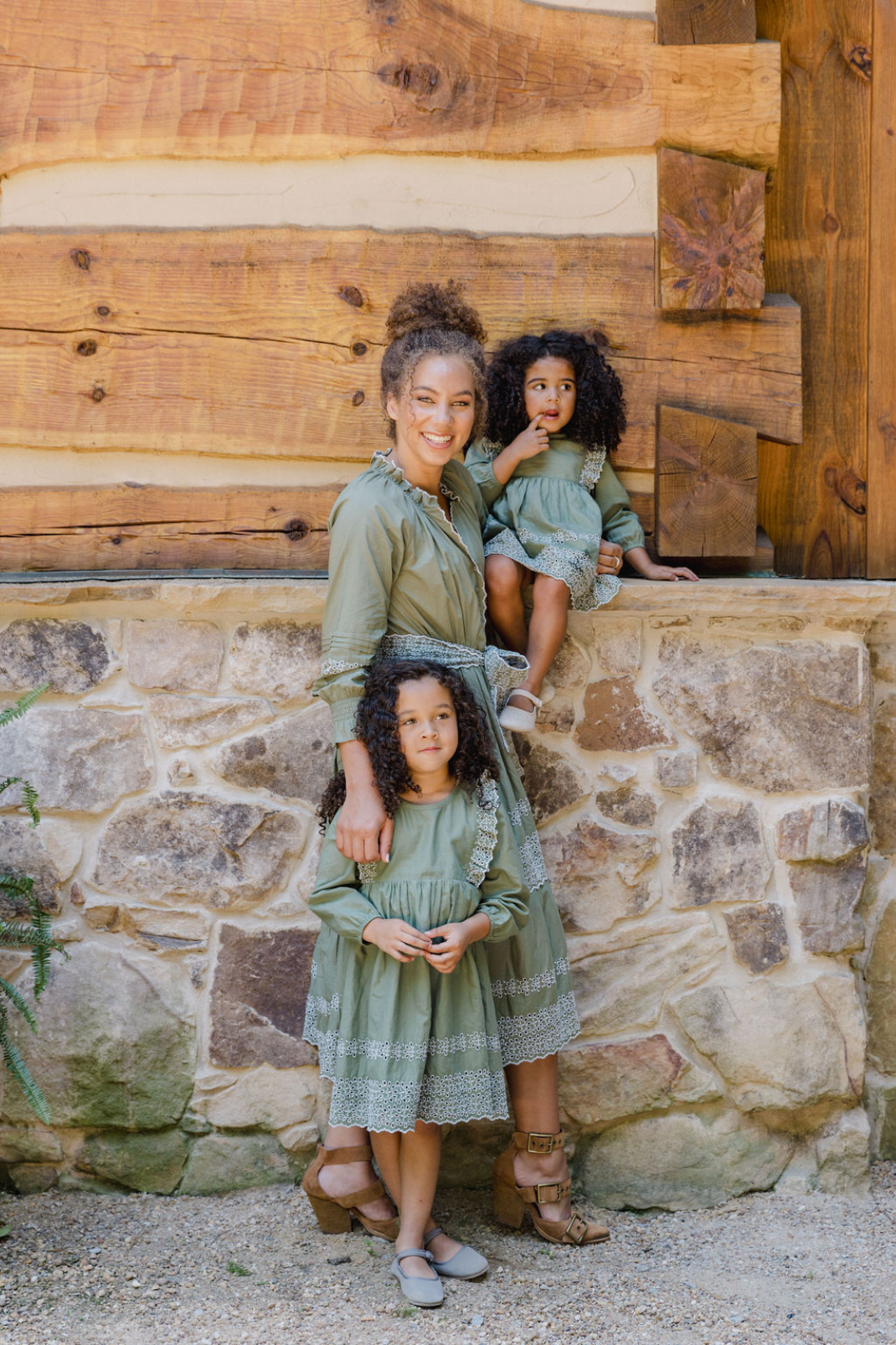 Oil Green Mother & Daughter Dress Set