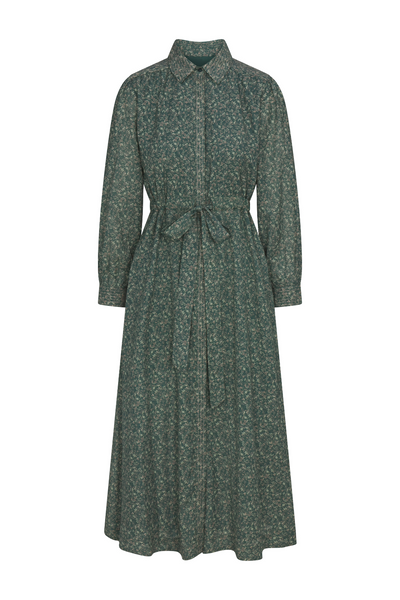 Green patterned dress on a white background