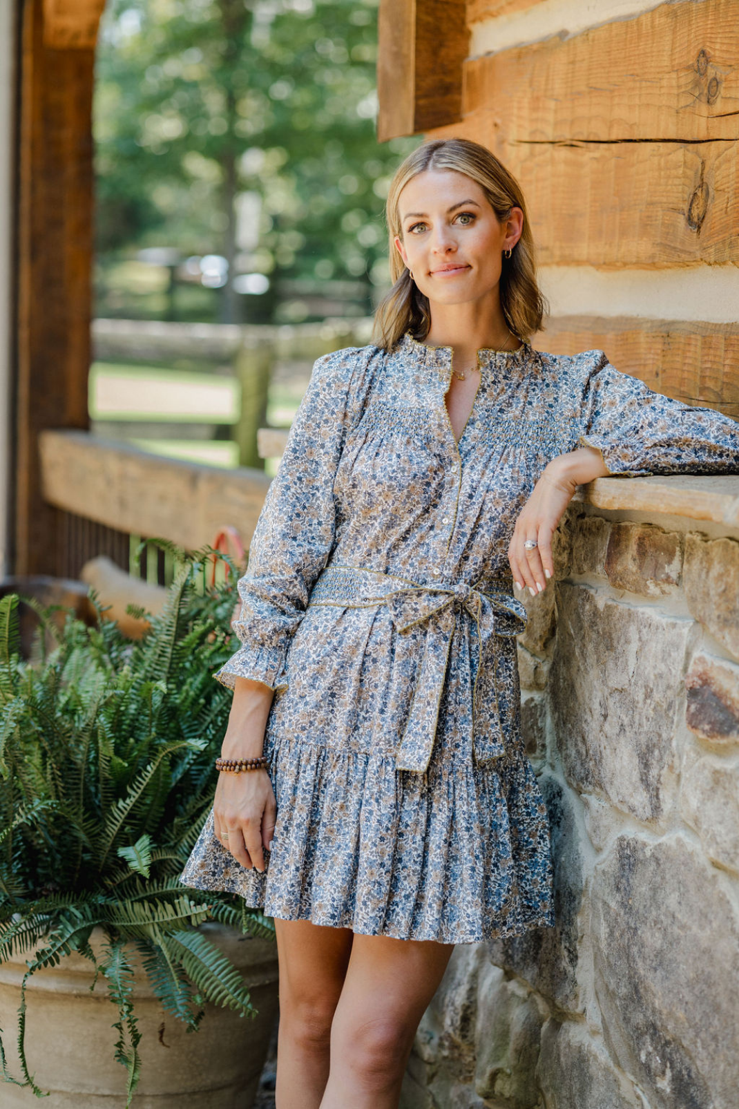 Jillian Dress in Blue Garden – BAYBALA