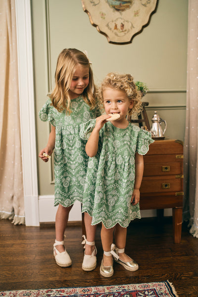 Georgia Dress in Mint Embroidery