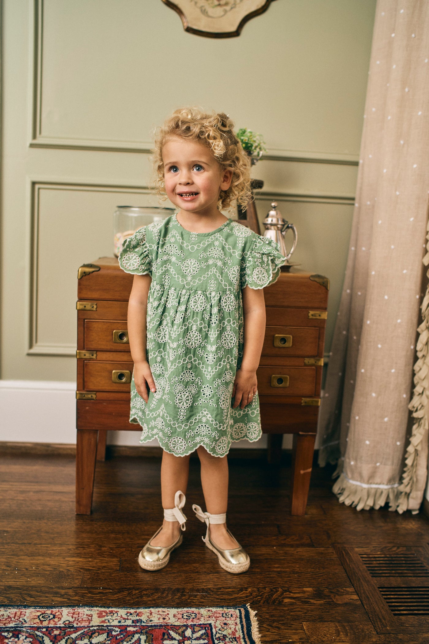 Georgia Dress in Mint Embroidery