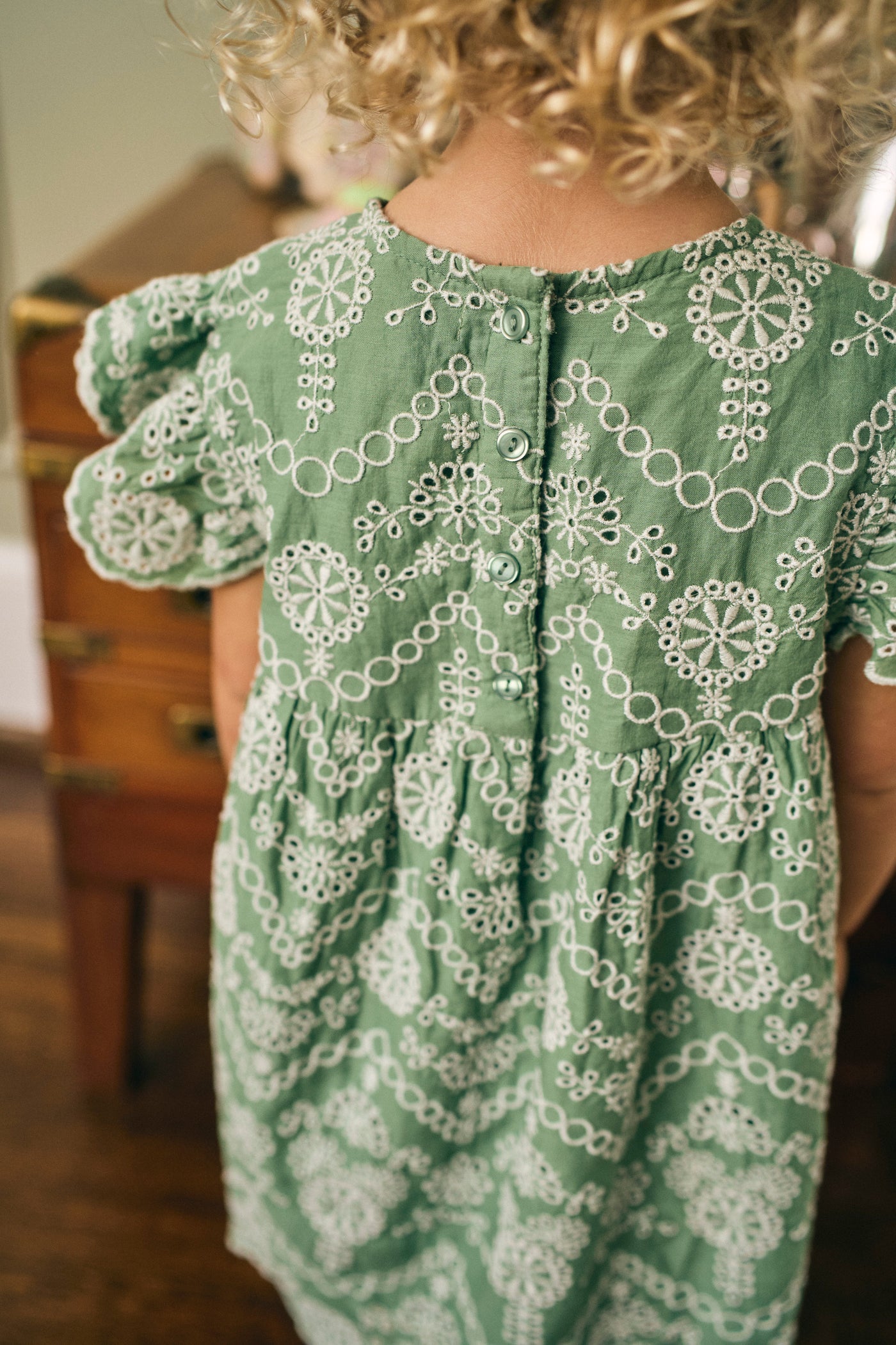 Georgia Dress in Mint Embroidery