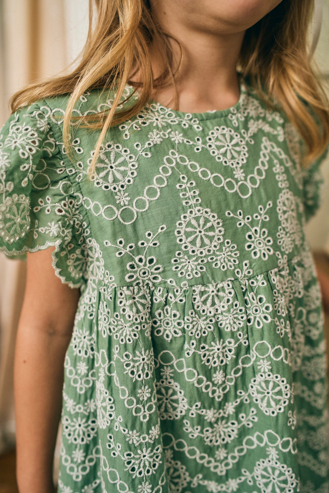 Georgia Dress in Mint Embroidery