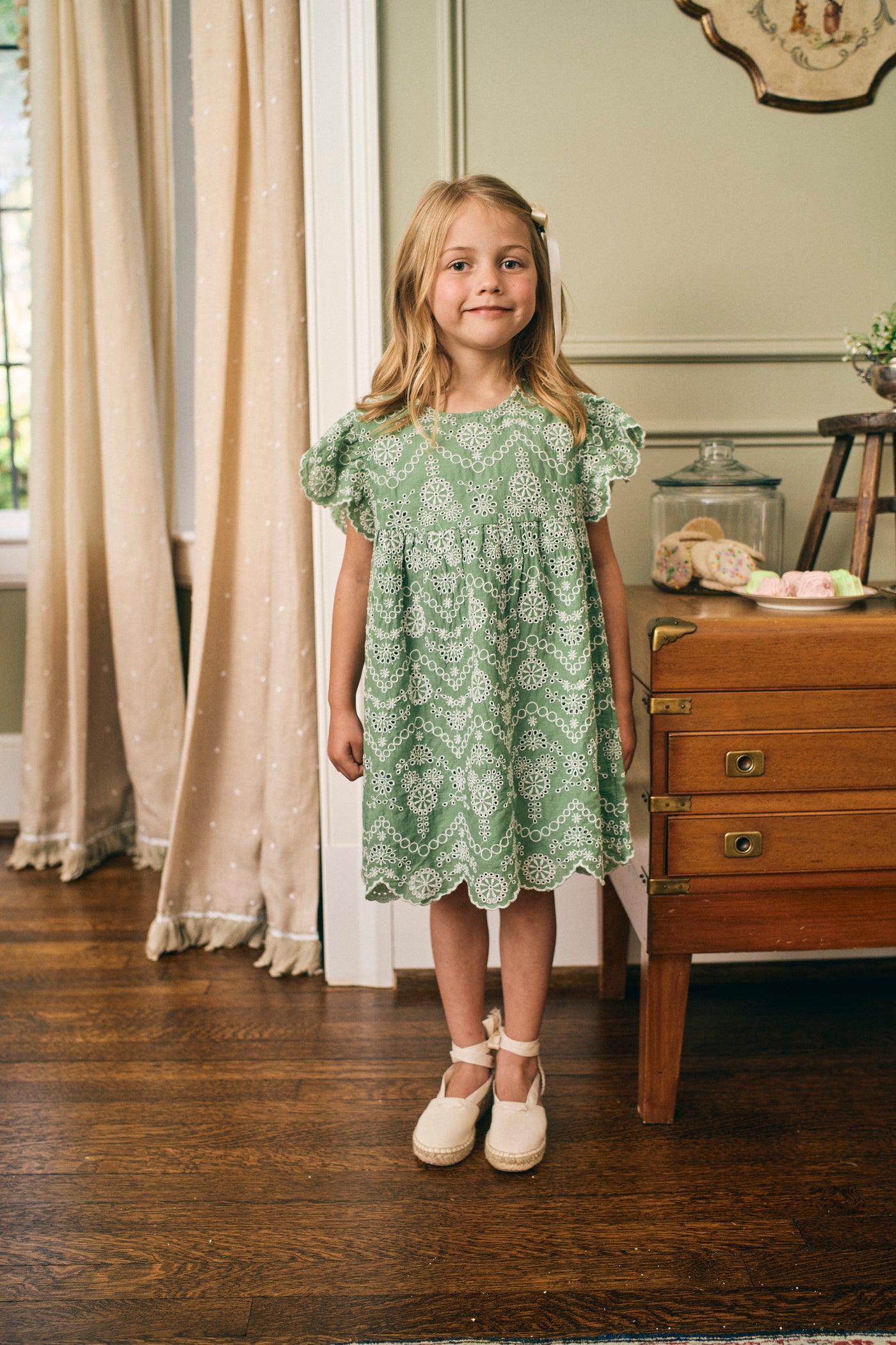 Georgia Dress in Mint Embroidery