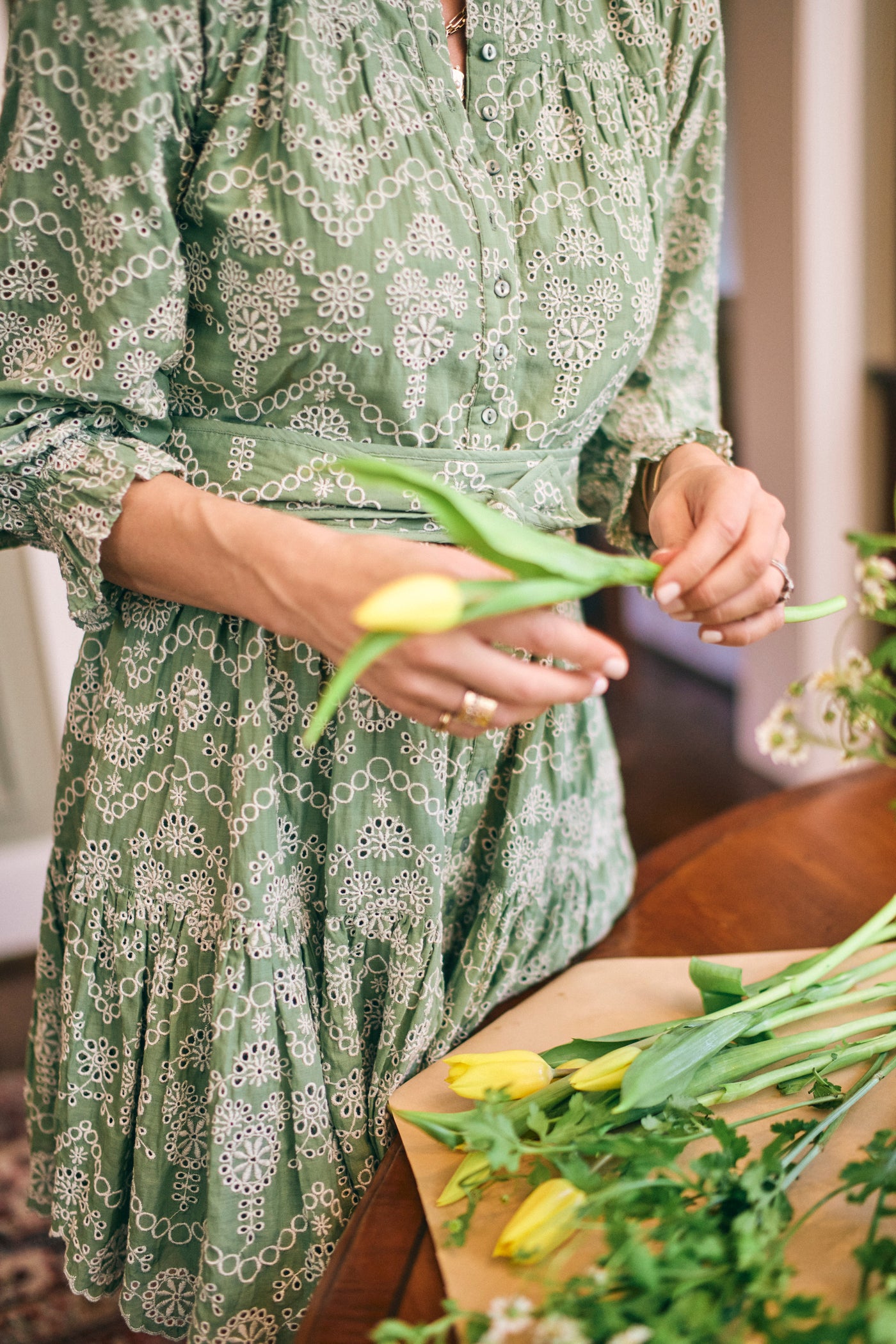 Jillian Dress in Mint Embroidery