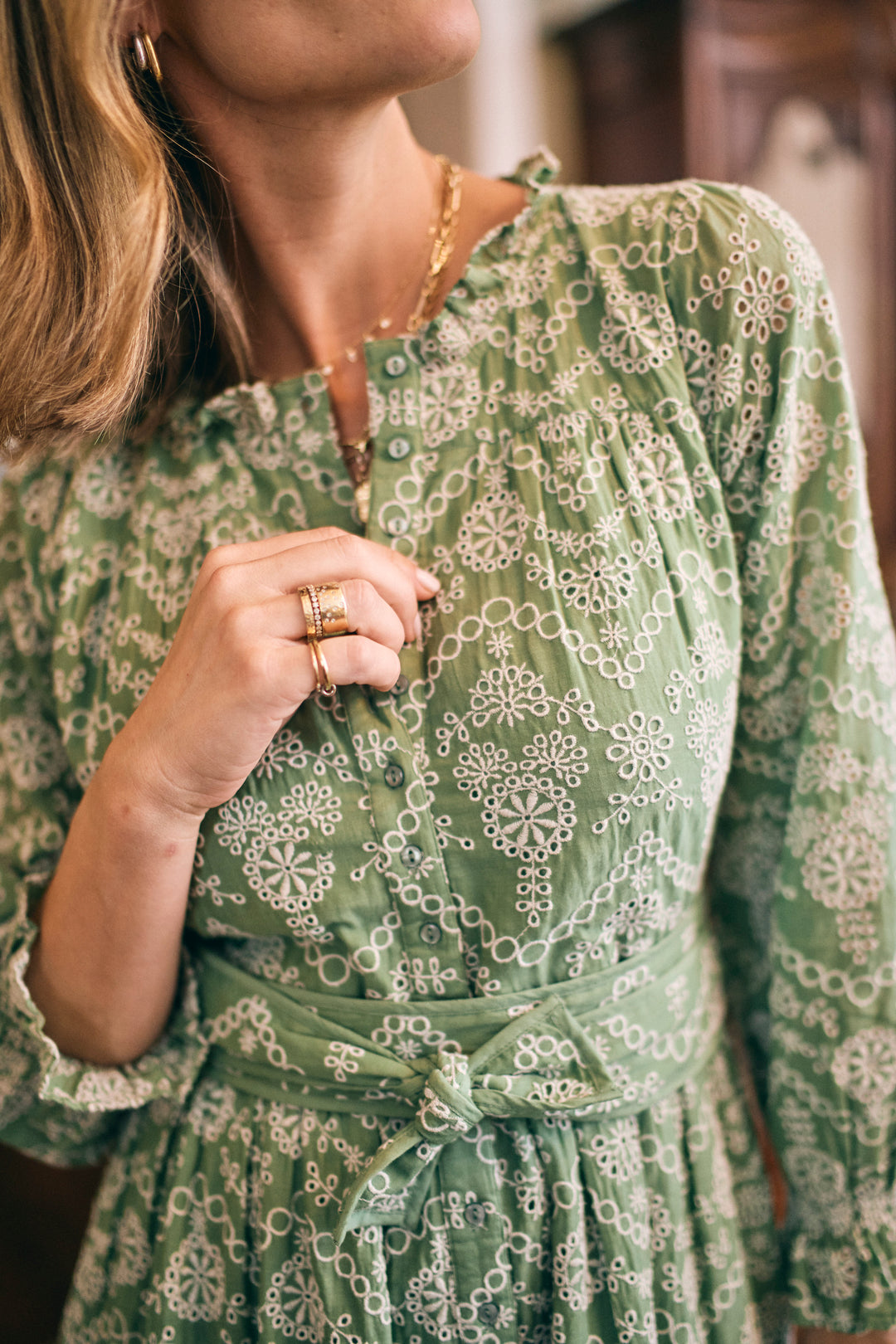 PALAVAパラバRITA DRESS GREEN APPLE BLOSSOM Rita Apple Blossom Dress – Voluptuous Vintage