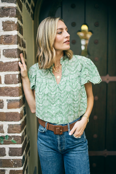 Liv Top in Mint Embroidery