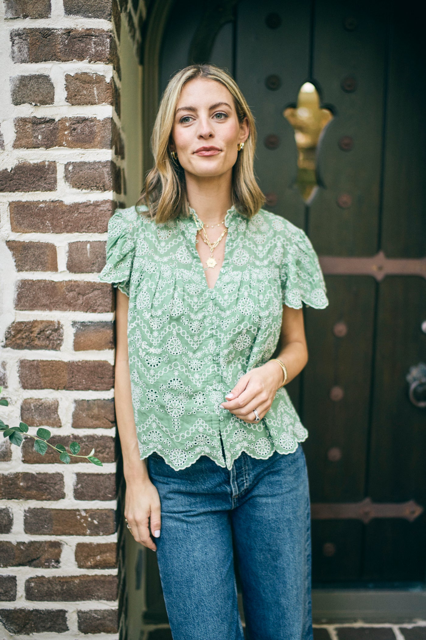 Liv Top in Mint Embroidery