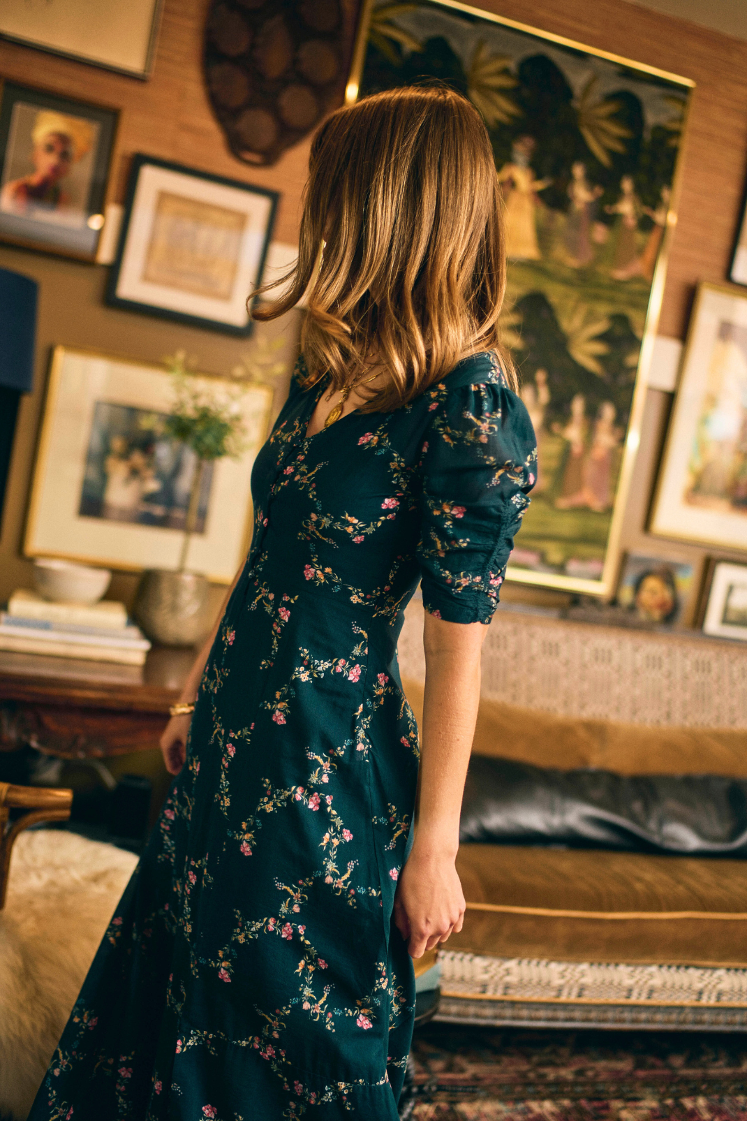 Elaine Dress in Midnight Garden