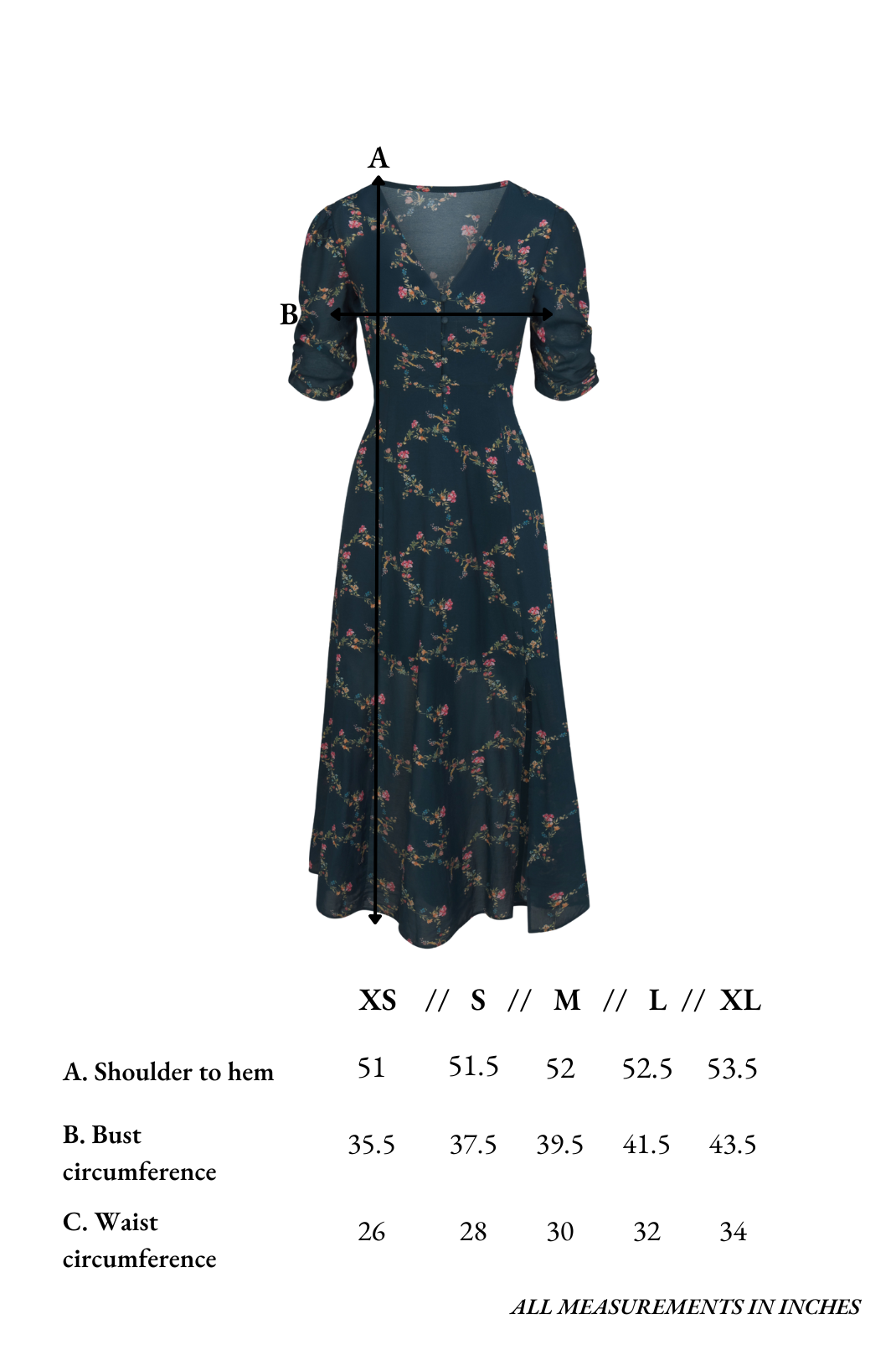 Elaine Dress in Midnight Garden