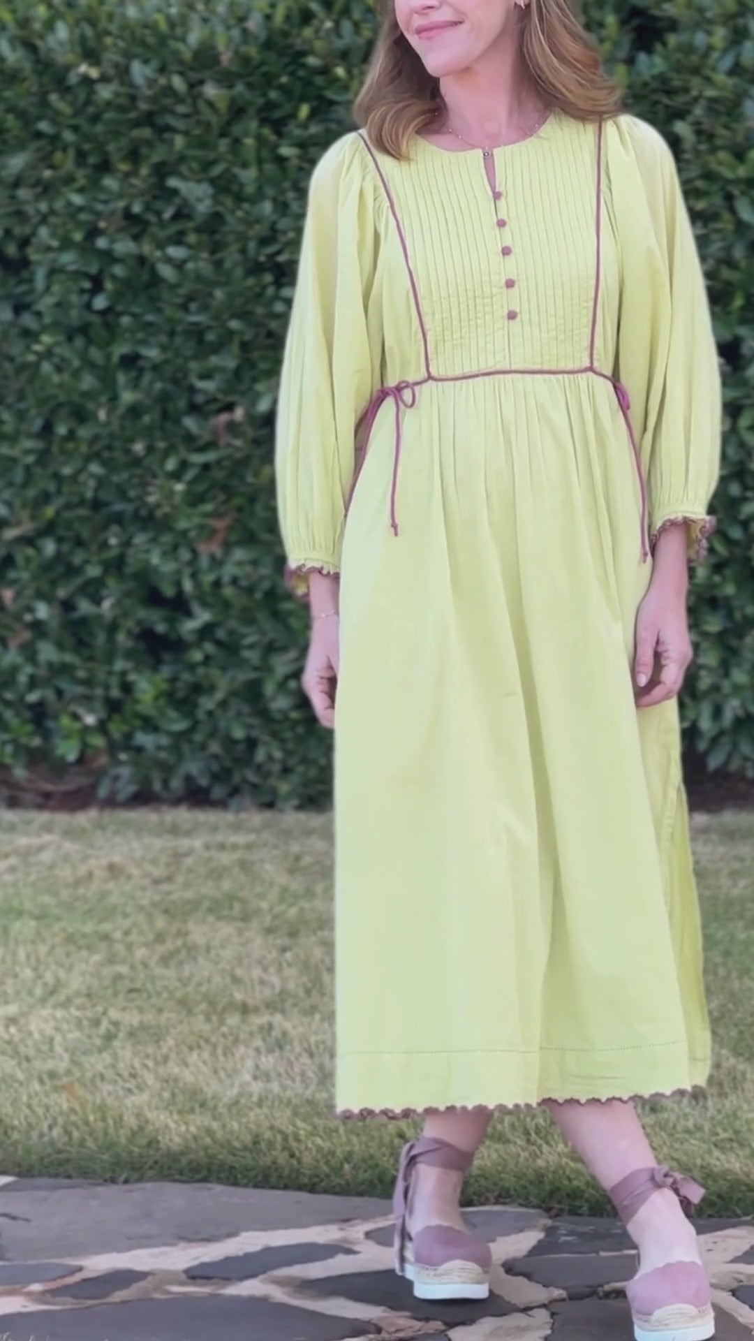 Mallie Dress in Chartreuse