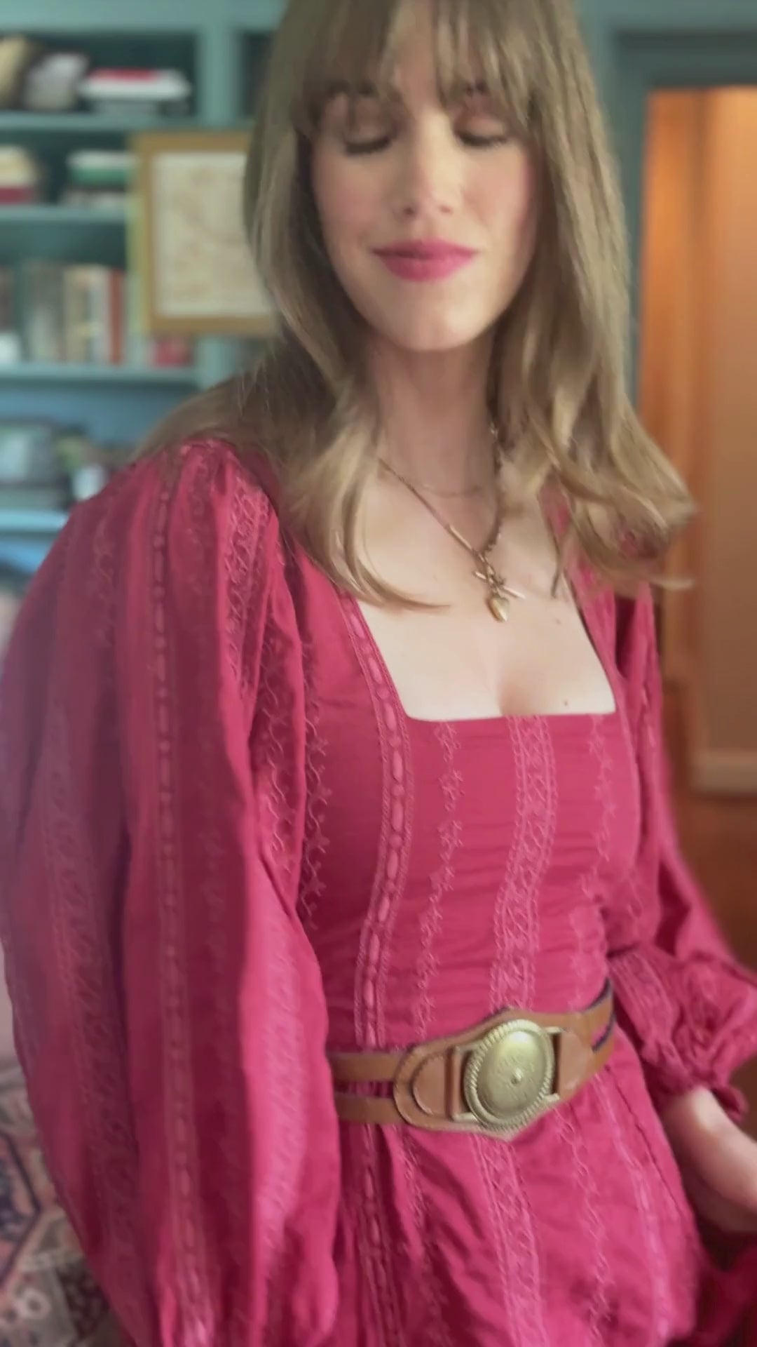 Arden Dress in Garnet