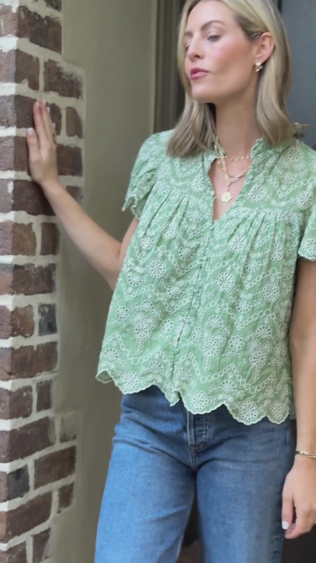 Liv Top in Mint Embroidery