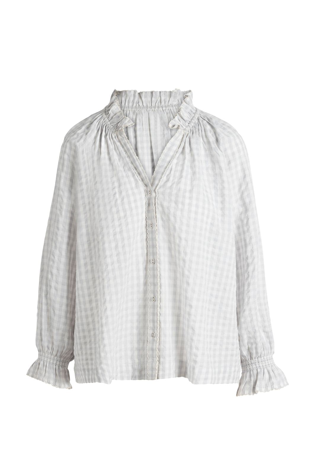 Product shot of the Harper Top in Harbor Gingham