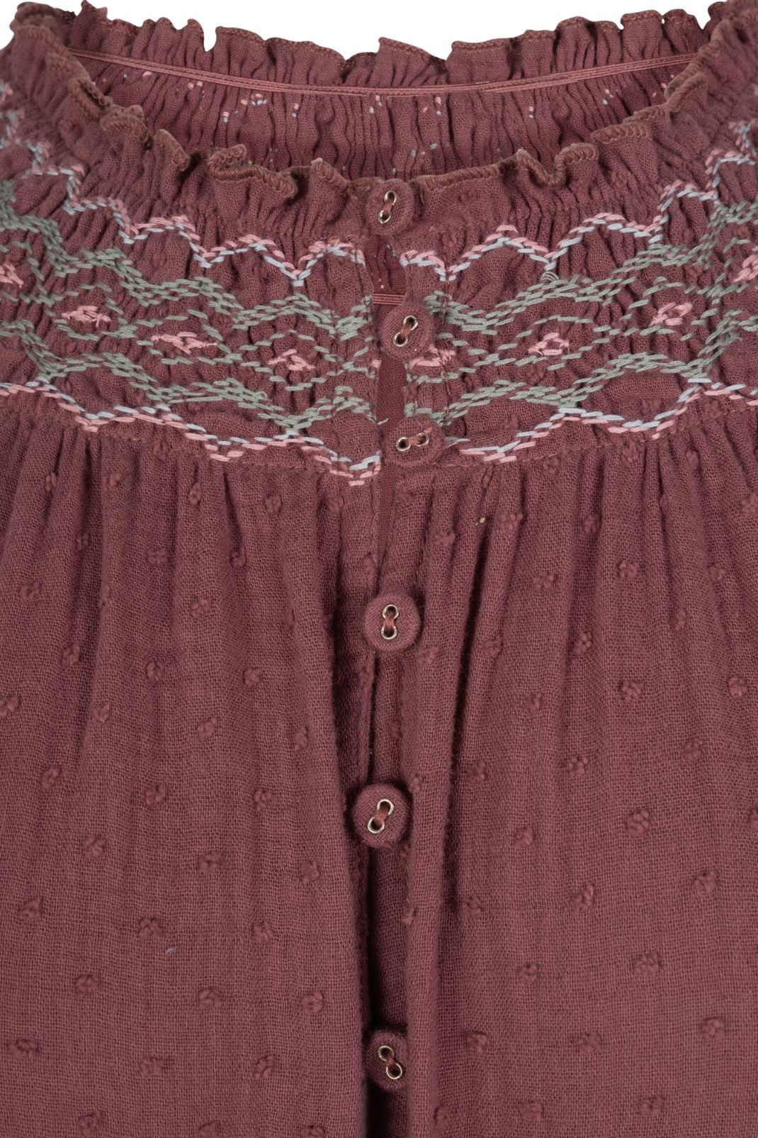 Detailed product shot of the Lucy Dress in Vintage Wine