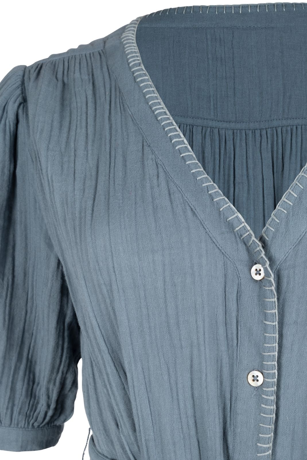 Close up product shot of the Blaire Dress in Goblin Blue