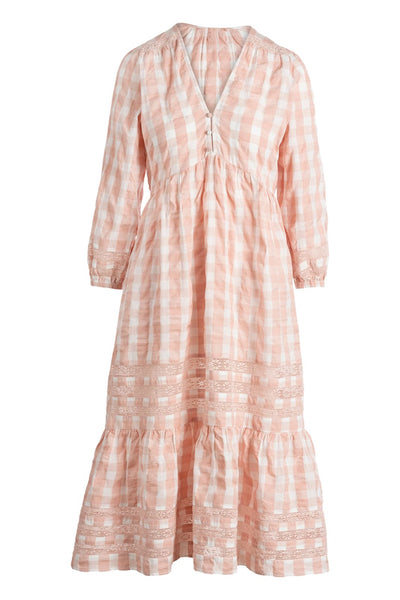 Product shot of the Lyla Dress in Pink Gingham