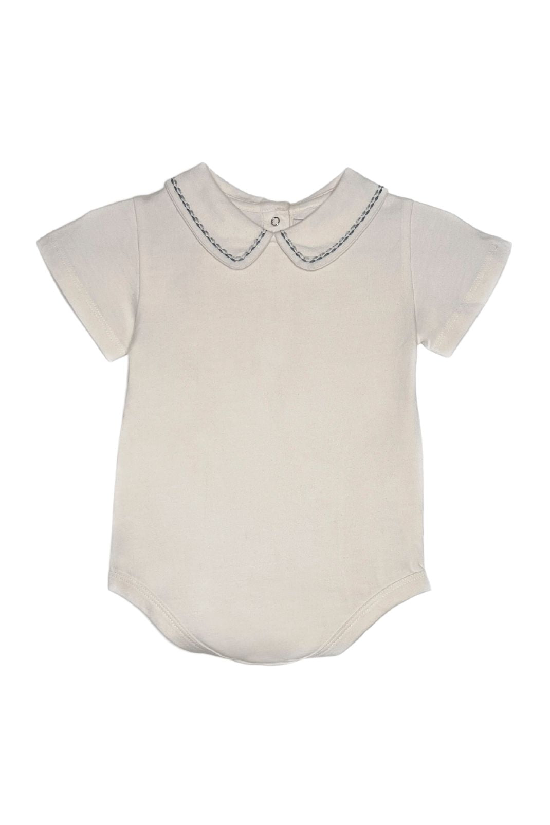 Product shot of the Otis Onesie in Ivory with Blues