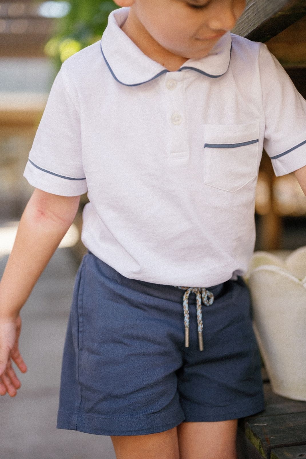 Beau Polo in White with Bay Blue