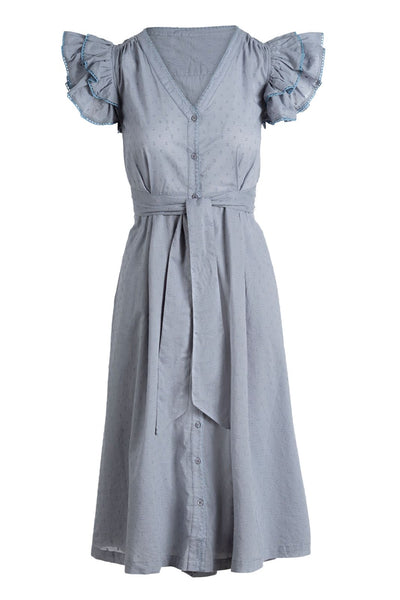 Product shot of the Lilibet Dress in Faded Denim