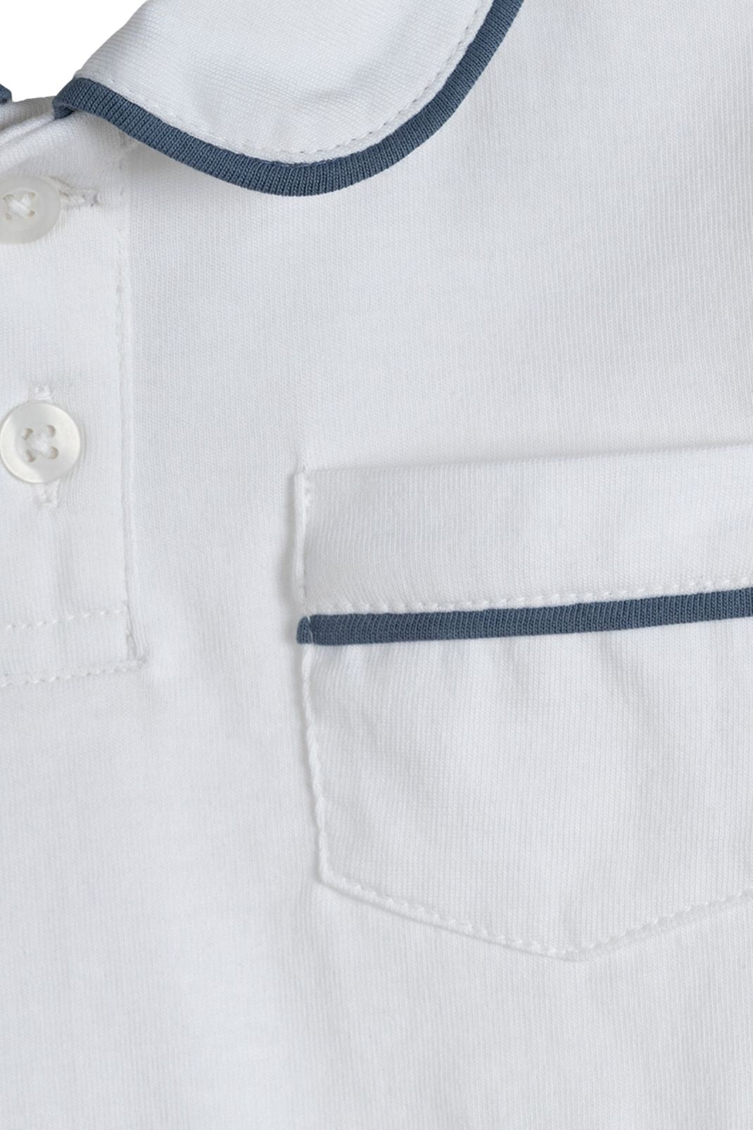 Beau Polo in White with Bay Blue