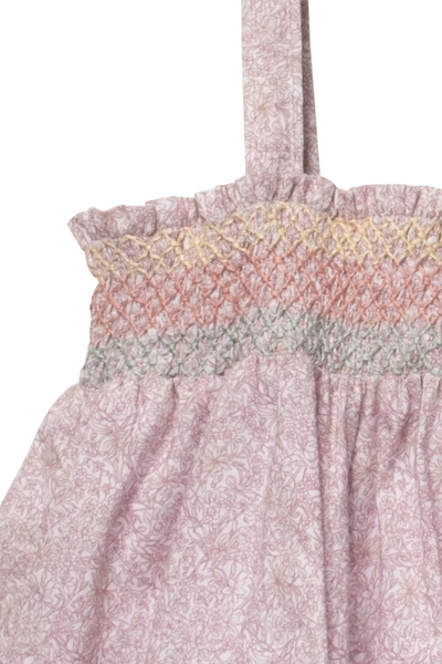 Detail product shot of the top of the Rosie Baby Set in Scattered Blooms