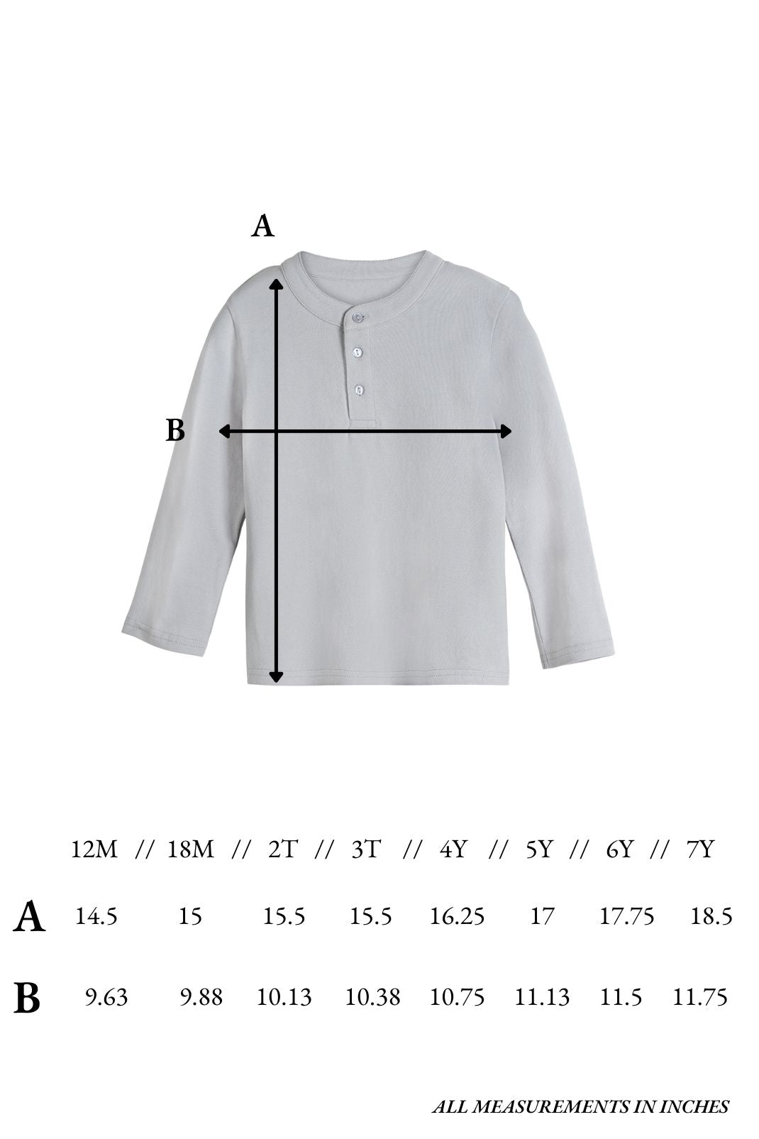 Size chart for the Douglas Top in Pearl Blue