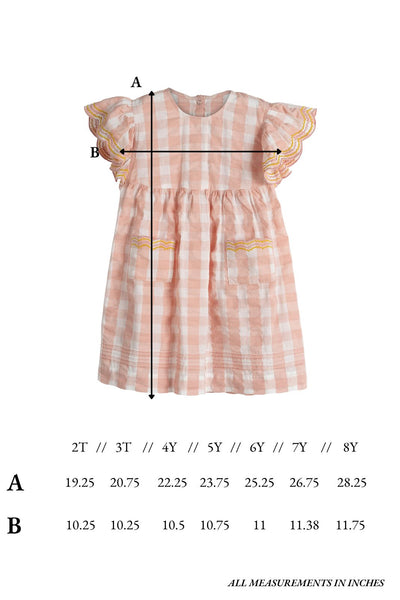 Size chart for the Georgia Dress in Pink Gingham