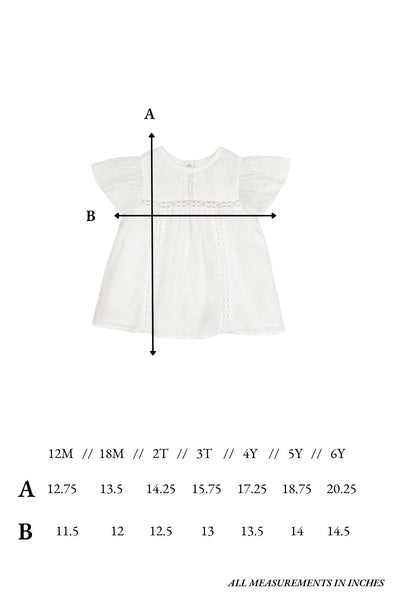 Size chart for the Reese Top