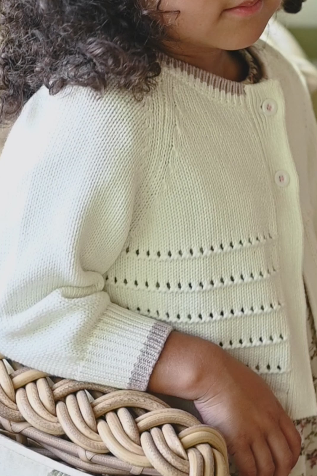 Madeline Cardigan in Cream and Rose